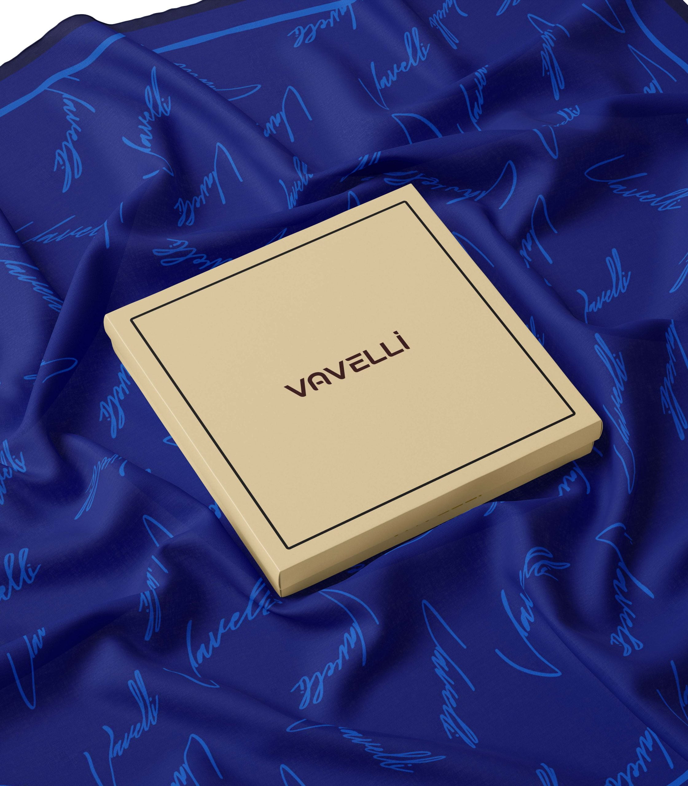 İMZA DESEN MAVİ TWİLL İPEK ŞAL - Görsel 2