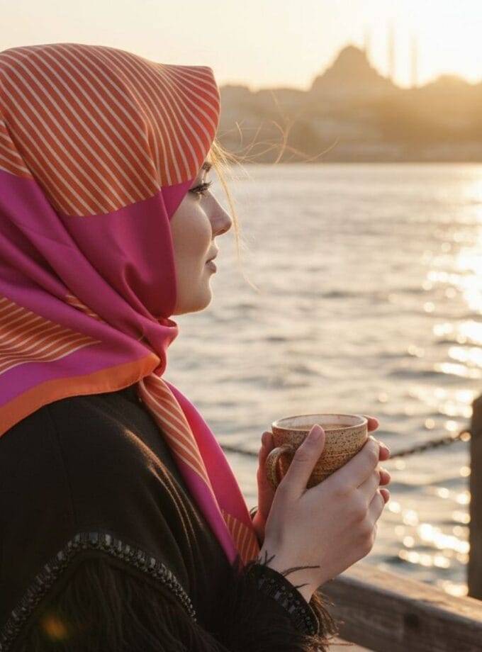 ÜÇGEN DESEN FUŞYA TWİLL İPEK ŞAL