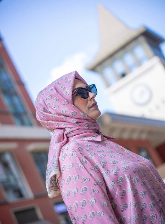 PAMUK ÇİÇEĞİ PEMBE PAMUK İPEK ŞAL