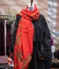 Zeytin Desen Kırmızı Twill İpek Şal
