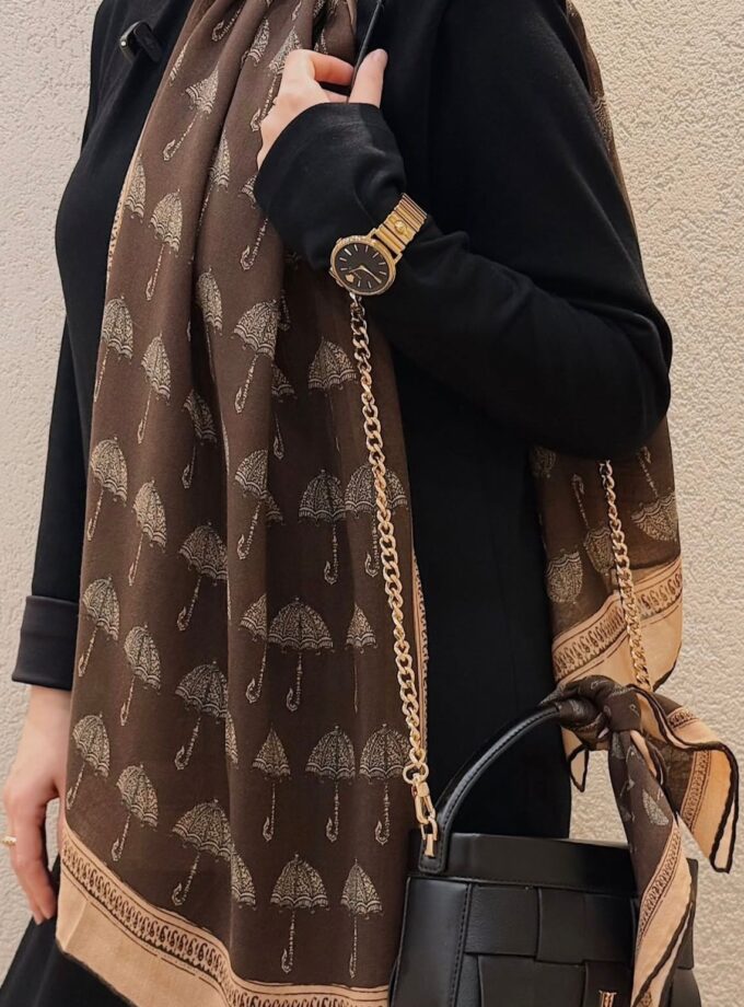 Şemsiye Desen Yün İpek Şal