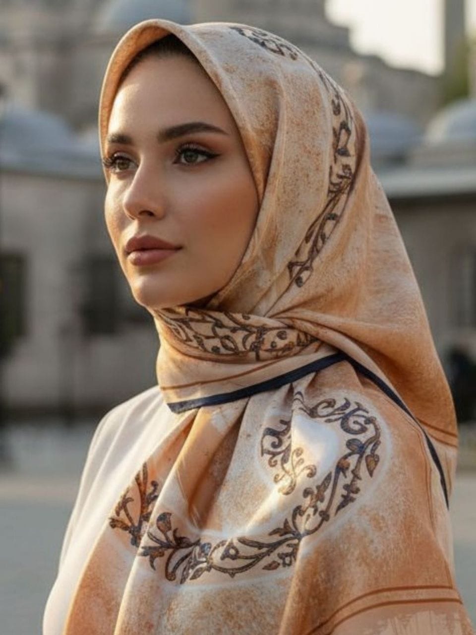 Vavelli desenli Twill ipek eşarp
