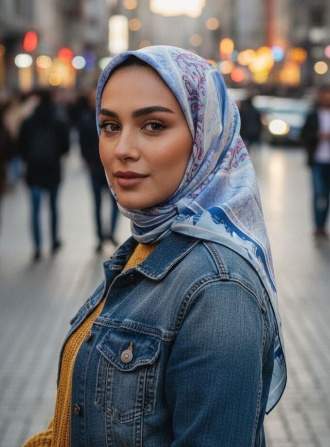 Vavelli desenli Twill ipek eşarp