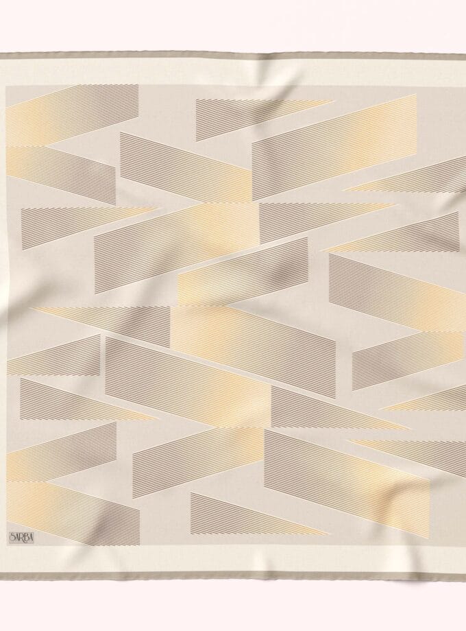 LİNE PAMUK-İPEK EŞARP KREM 100x100