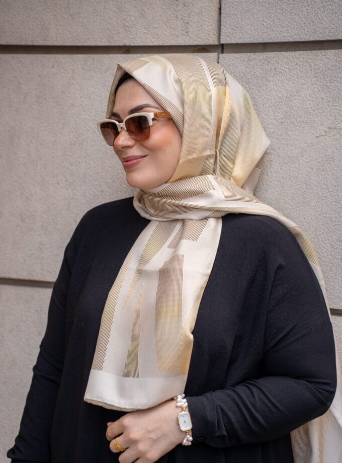 LİNE PAMUK-İPEK ŞAL KREM 70x200