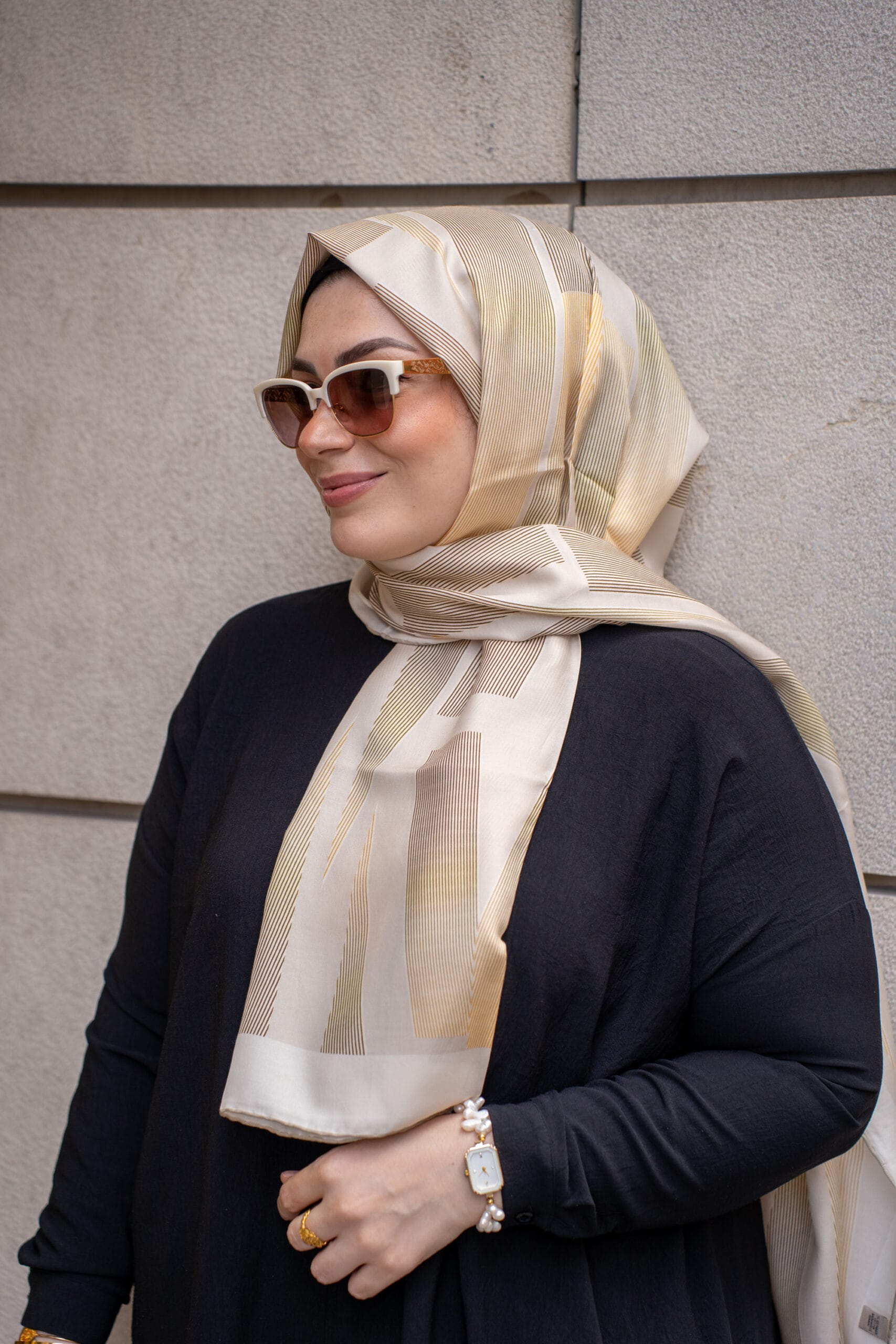 LİNE PAMUK-İPEK ŞAL KREM 70x200