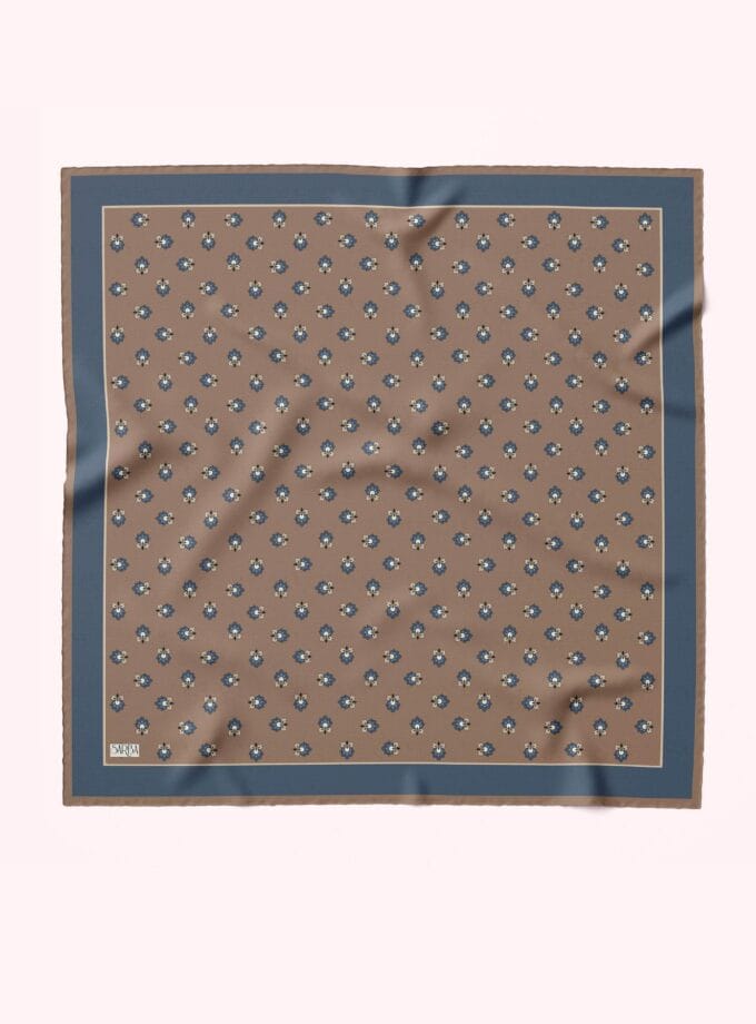 ÇAY ÇİÇEGİ PAMUK-İPEK EŞARP TABA 100x100