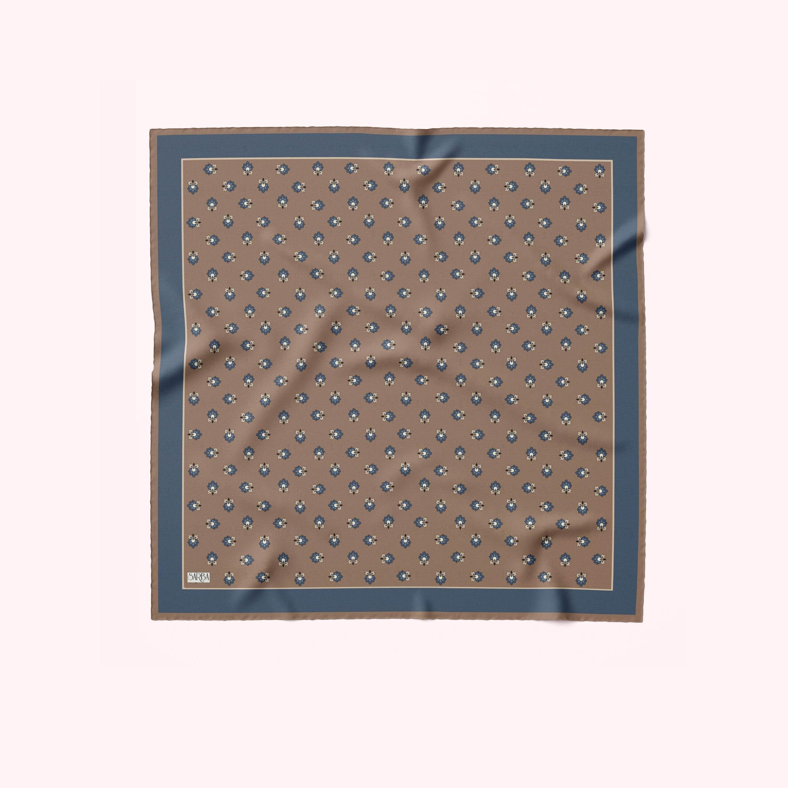 ÇAY ÇİÇEGİ PAMUK-İPEK EŞARP TABA 100x100