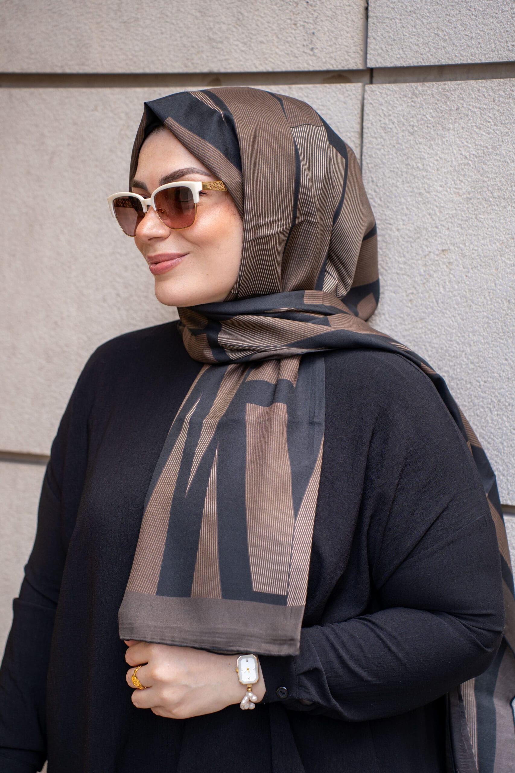 LİNE PAMUK-İPEK ŞAL ACI KAHVE 70x200
