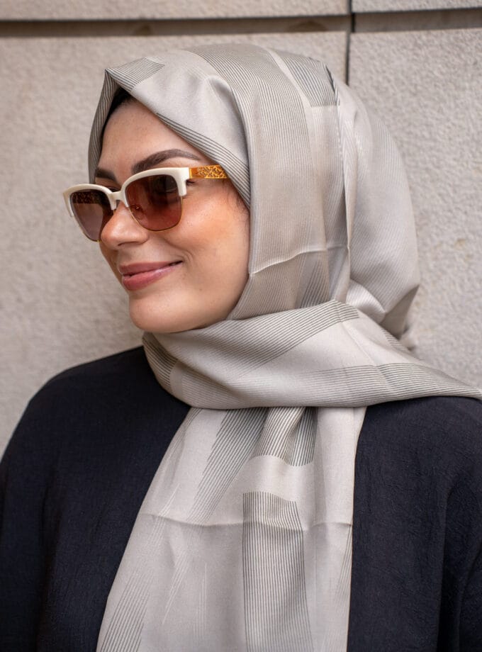 LİNE PAMUK-İPEK ŞAL GRİ 70x200