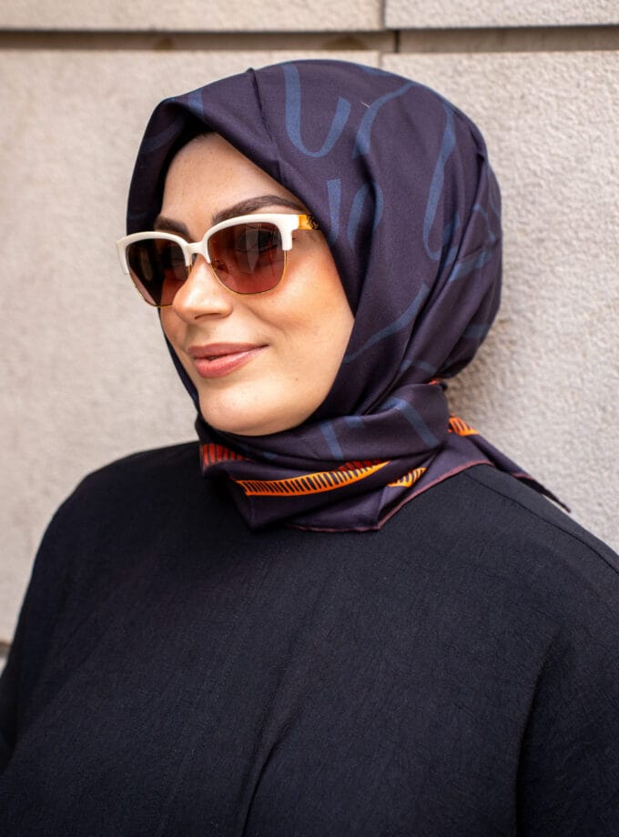 VENA PAMUK-İPEK EŞARP LACİVERT 100x100