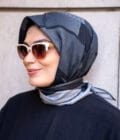 LİNE PAMUK-İPEK EŞARP SİYAH 100x100